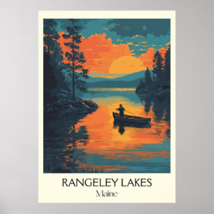 Affiche Rangeley Lakes Maine Forêt Vintage Sunset Art