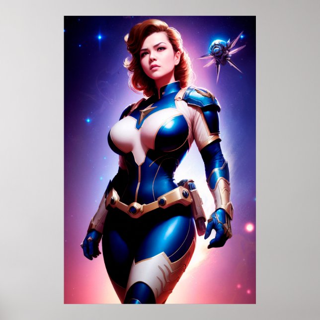 Affiche Ranger d'espace Sci Fi féminin des années 50 Vivid (Devant)