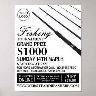 Affiche Rangs de pêche, Tournoi de pêche Evénement Publici