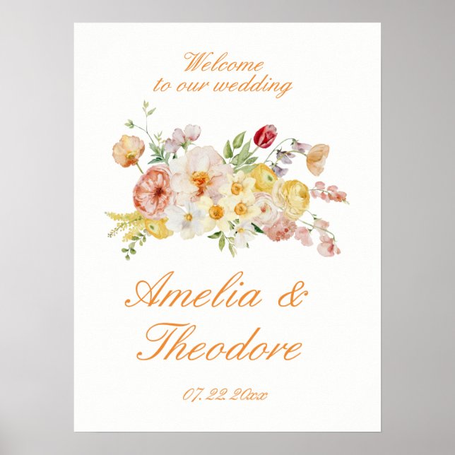 Affiche Ranunculus Garden Wedding Welcome Sign (Devant)