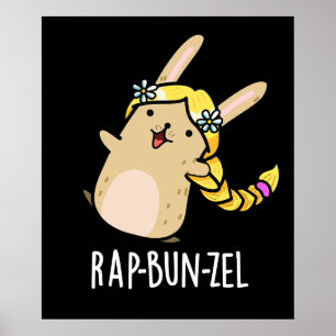 Affiche Rap-bun-zel Funny Bunny Pun Dark BG