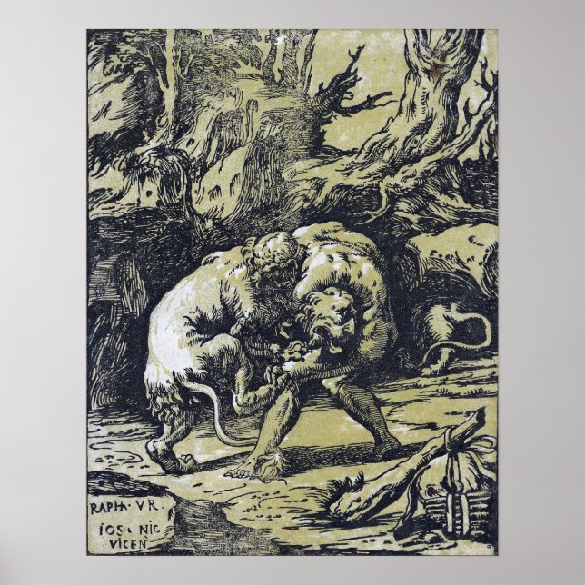 Affiche Raphaël - Hercule étouffant le lion de Némée (Devant)