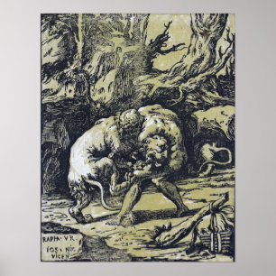 Affiche Raphael - Hercules étranglant le lion néméen