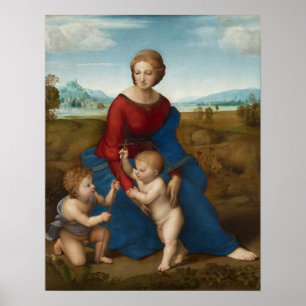 Affiche Raphael - La Vierge à l'Enfant dans un pré