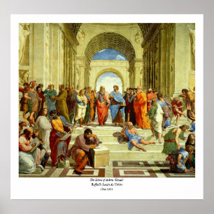 Affiche Raphael "l'école petit groupe d'Athènes" circa