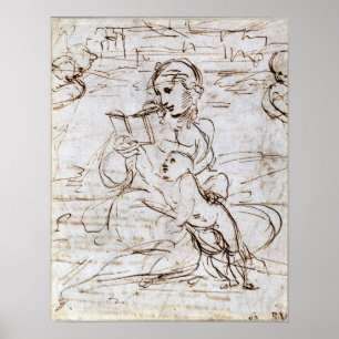 Affiche Raphael - Lire Madonna Et Enfant Dans Un Landscap.