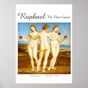 Affiche Raphael Restauré Classique Les Trois Graces Peintu