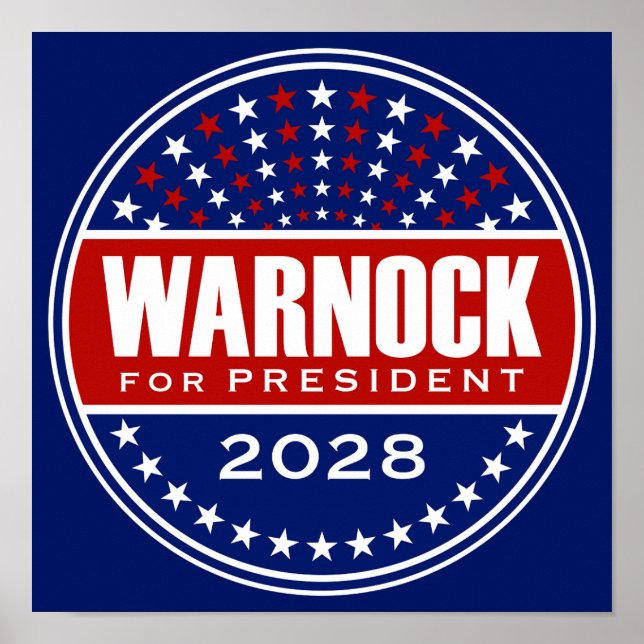 Affiche Raphael Warnock pour Président 2028 (Devant)