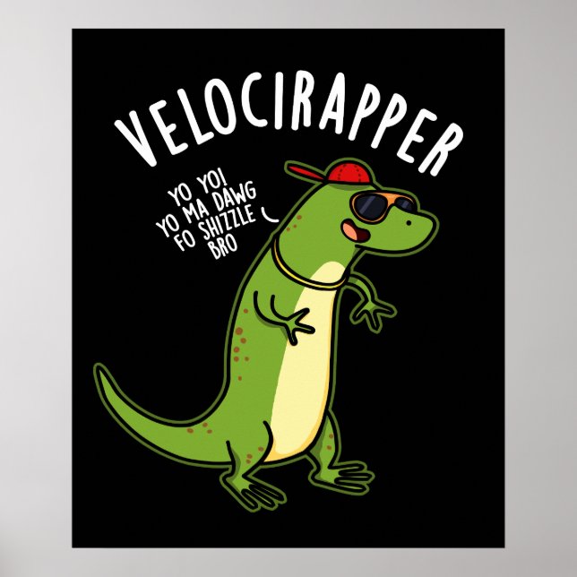 Affiche Rapide-rappeur Drôle de dinosaure Punir Fond sombr (Devant)