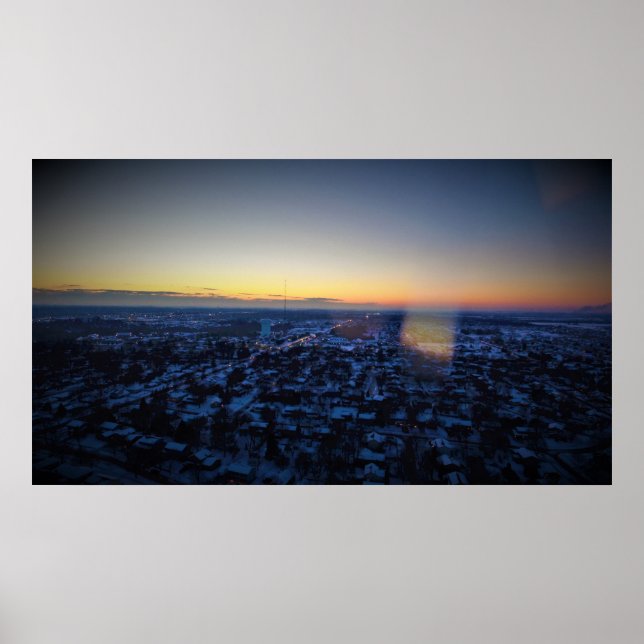 Affiche Rapides de cèdre couché de soleil en hiver (Devant)