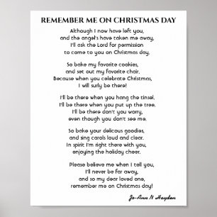 Affiche RAPPELEZ-MOI SUR NOËL JOUR poème