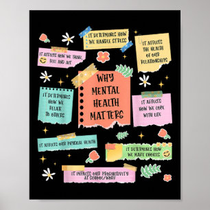 Affiche Rappels de santé mentale rétro groovy Santé mental