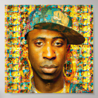 Affiche rapper de collage d'or