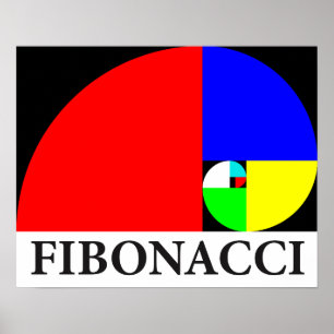 Affiche Rapport d'or, spirale de Fibonacci