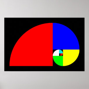 Affiche Rapport d'or, spirale de Fibonacci