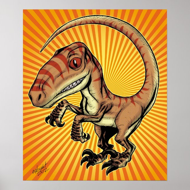 Affiche Raptor Dinosaur de Velociraptor par Marco D Carill (Devant)