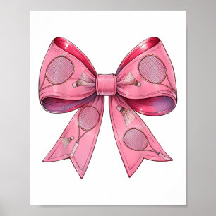 Affiche Raquette de badminton à ruban rose Coquette Bow
