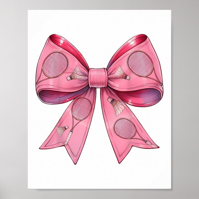 Affiche Raquette de badminton à ruban rose Coquette Bow  (Devant)