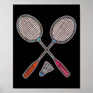 Affiche Raquette de badminton et volants de badminton prof