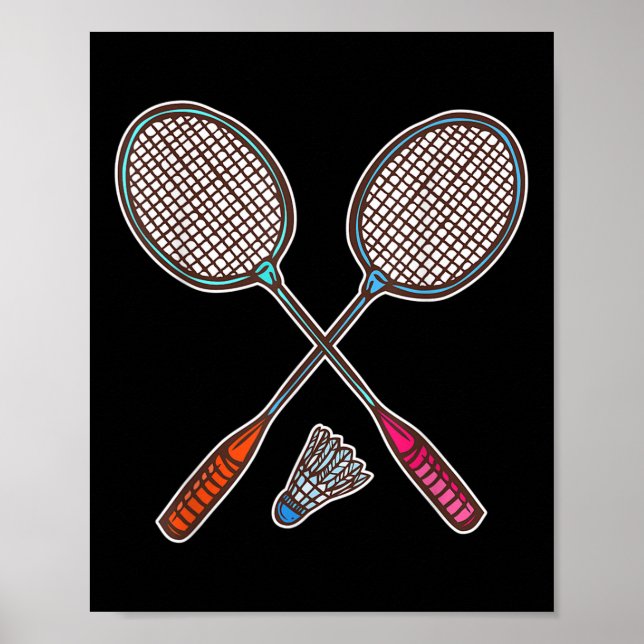 Affiche Raquette de badminton et volants de badminton prof (Devant)
