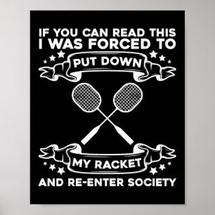 Affiche Raquette de badminton - Joueur de badminton drôle