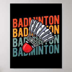 Affiche Raquette de badminton rétro Team - Joueur Volant V