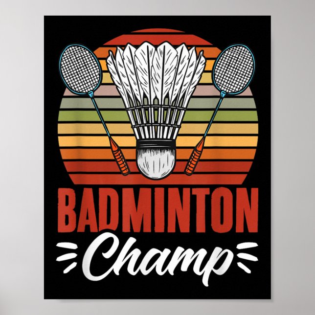 Affiche Raquette de champion de badminton volant badminton (Devant)