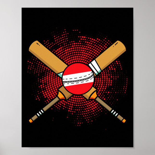 Affiche Raquette de cricket autrichienne et ll drapeau de  (Devant)