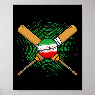 Affiche Raquette de cricket iranienne et ll drapeau de l'I