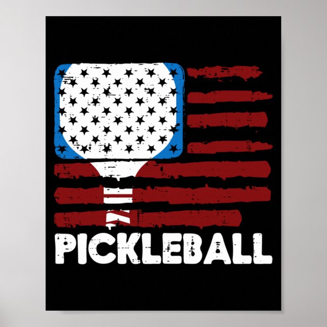 Affiche Raquette de Pickleball Drapeau Patriot Pickle Ball (Devant)