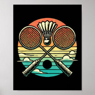 Affiche Raquette de Volant de badminton rétro