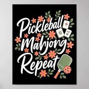 Affiche Raquette Fleur Fleur Répétition Mahjong Pickleball