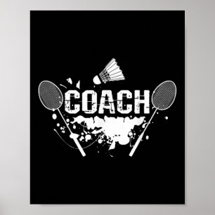 Affiche Raquette Smash Navette Entraîneur Badminton
