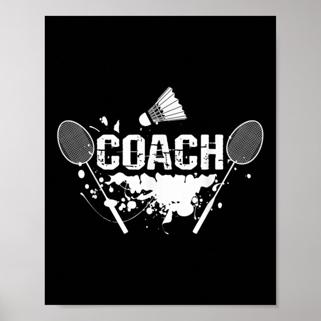 Affiche Raquette Smash Navette Entraîneur Badminton  (Devant)