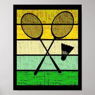 Affiche Raquettes De Badminton Rétro Et Navette Badminton 