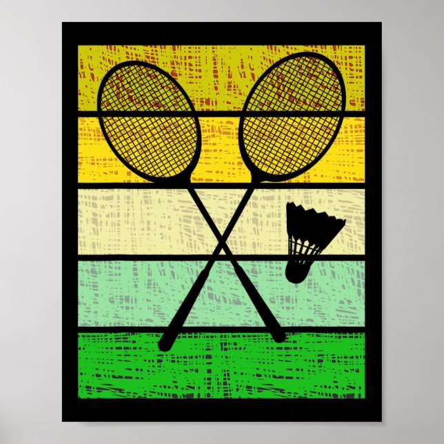 Affiche Raquettes De Badminton Rétro Et Navette Badminton  (Devant)