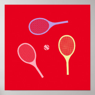 Affiche Raquettes de tennis Pastel avec balle de tennis en