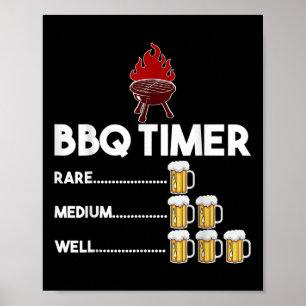 Affiche Rare Moyen Bien Amusant Barbecue Timer Bière Cadea
