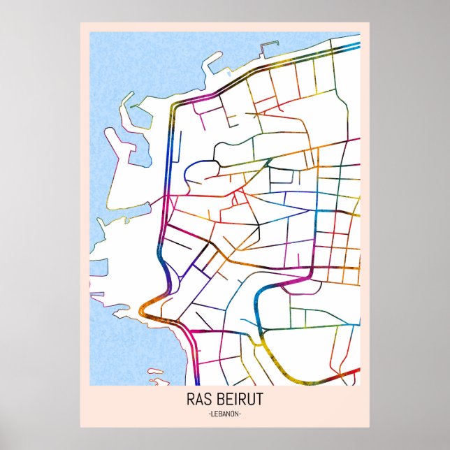 Affiche Ras Beirut Lebanon City Map (Devant)