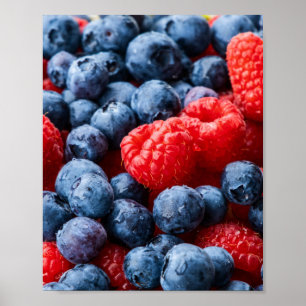 Affiche Raspberries et Blueberries