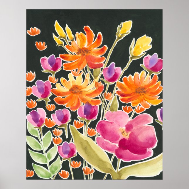 Affiche Rassemblement splendide - Fleurs roses et orange (Devant)
