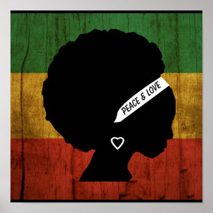 Affiche Rasta Femme Paix & Amour