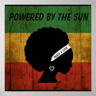 Affiche Rasta Femme Paix & Amour Powered by the Sun