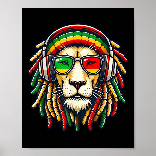 Affiche Rasta Reggae Music Lion Jamaïque (Devant)