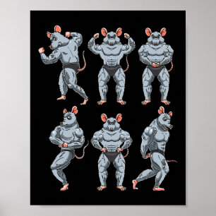 Affiche Rat Bodybuilding Fitness Gym Motivation Bodybuildi