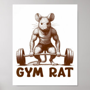 Affiche Rat de gym Fitness Bodybuilding Drôle de travail G