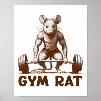 Affiche Rat de gym Fitness Bodybuilding Drôle de travail G