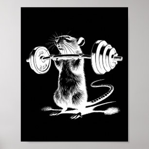 Affiche Rat de gym rétro forme culturisme musculation poid