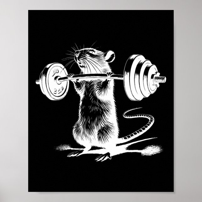 Affiche Rat de gym rétro forme culturisme musculation poid (Devant)