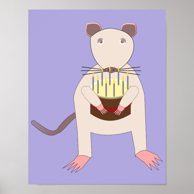 Affiche Rat de Siamese avec gâteau d'anniversaire (Devant)